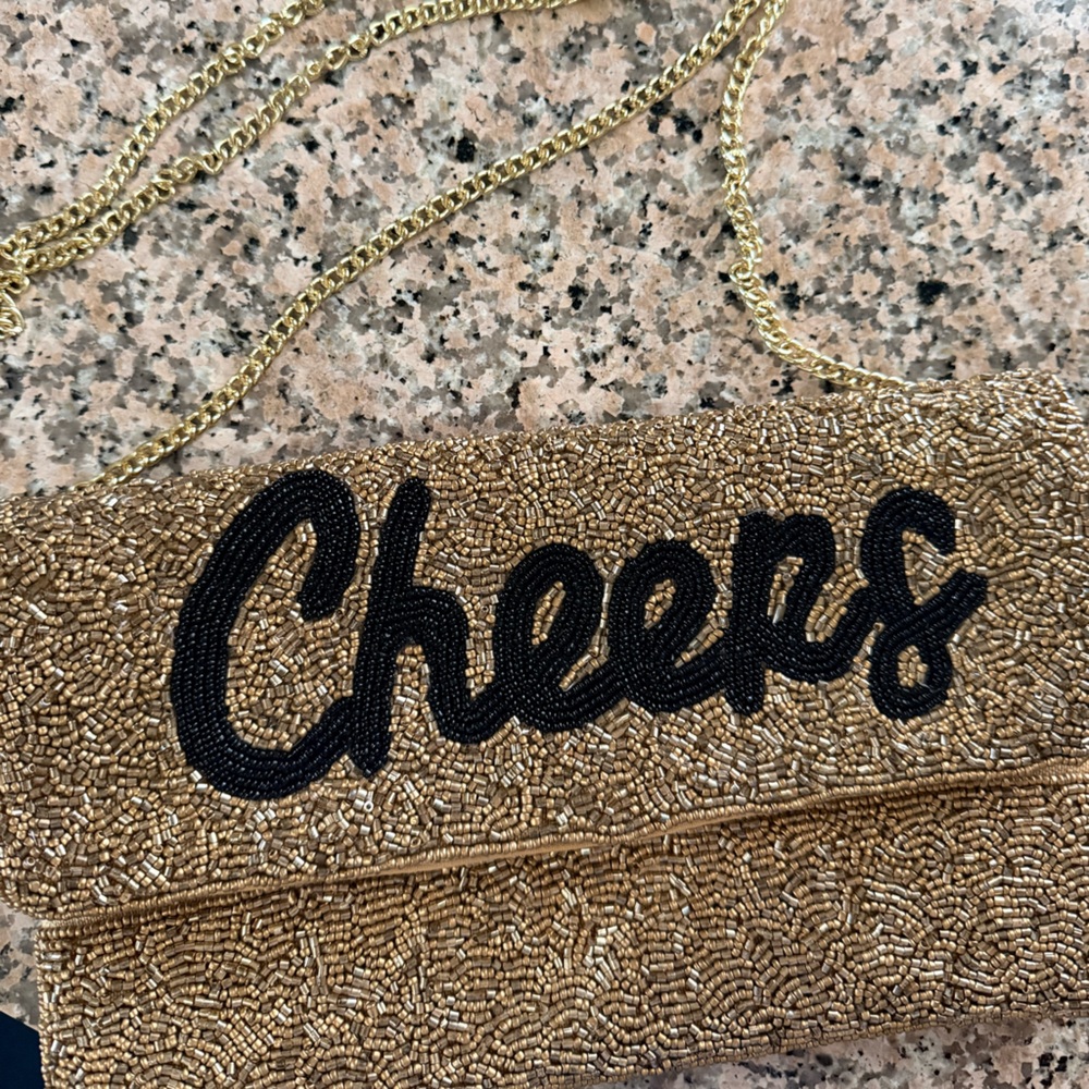 Beaded Tan Clutch - Perfect for the holidays!